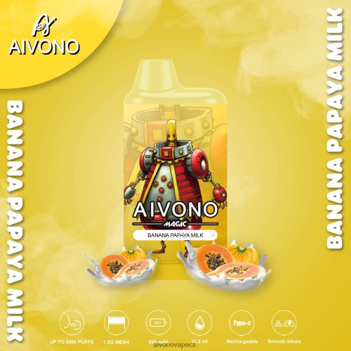Aivono AIM MAGIC 5800 krabičková cigareta banánové papájové mléko N6BL4894 - Aivono Vape CZ