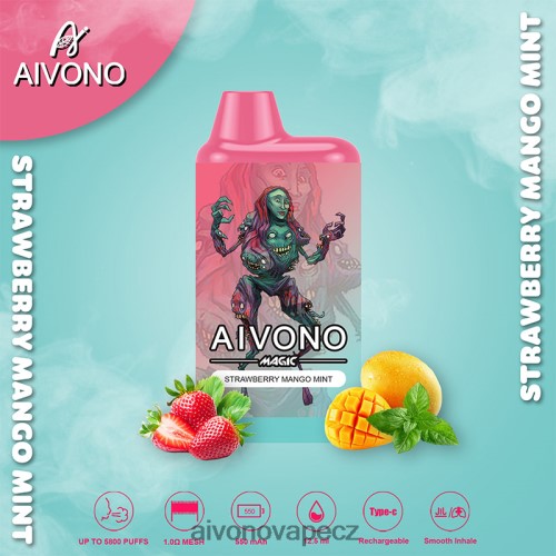 Aivono AIM MAGIC 5800 krabičková cigareta jahoda mango máta N6BL4897 - Aivono Puffs