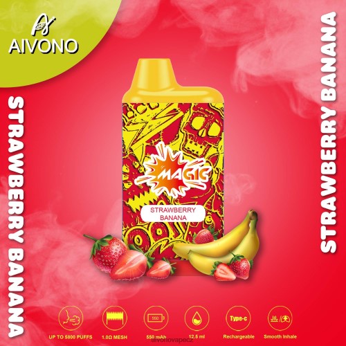 Aivono AIM MAGIC 5800 krabičková cigareta jahodový banán N6BL4893 - Aivono Puffs