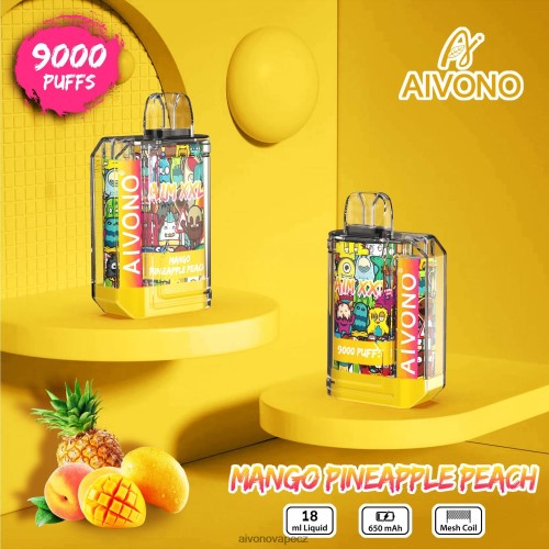 Aivono AIM XXL Průhledná nálepka na ústa 9000 mango ananas broskev N6BL4849 - Aivono Puffs